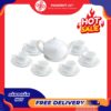 Bat Trang white glazed curved handle tea set