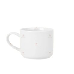 Ly sứ trắng dáng tròn lùn quai C
