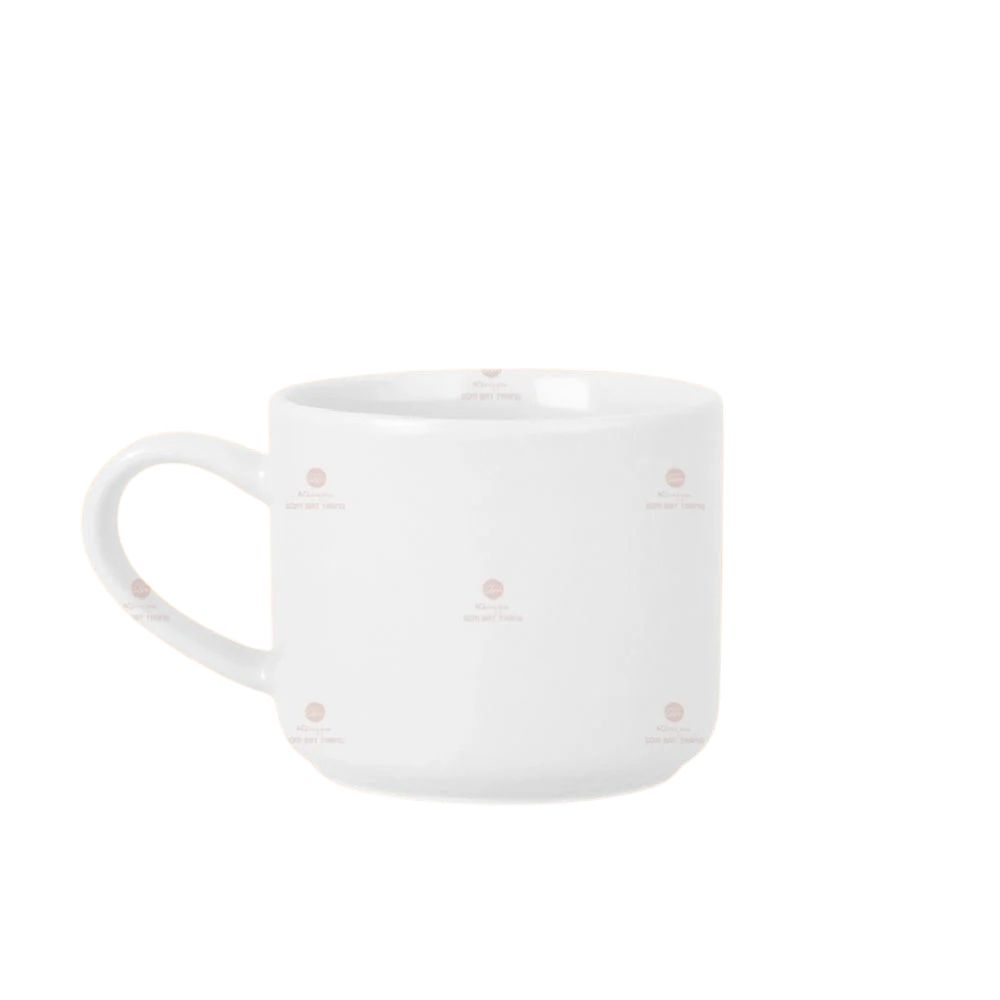 Ly sứ trắng dáng tròn lùn quai C